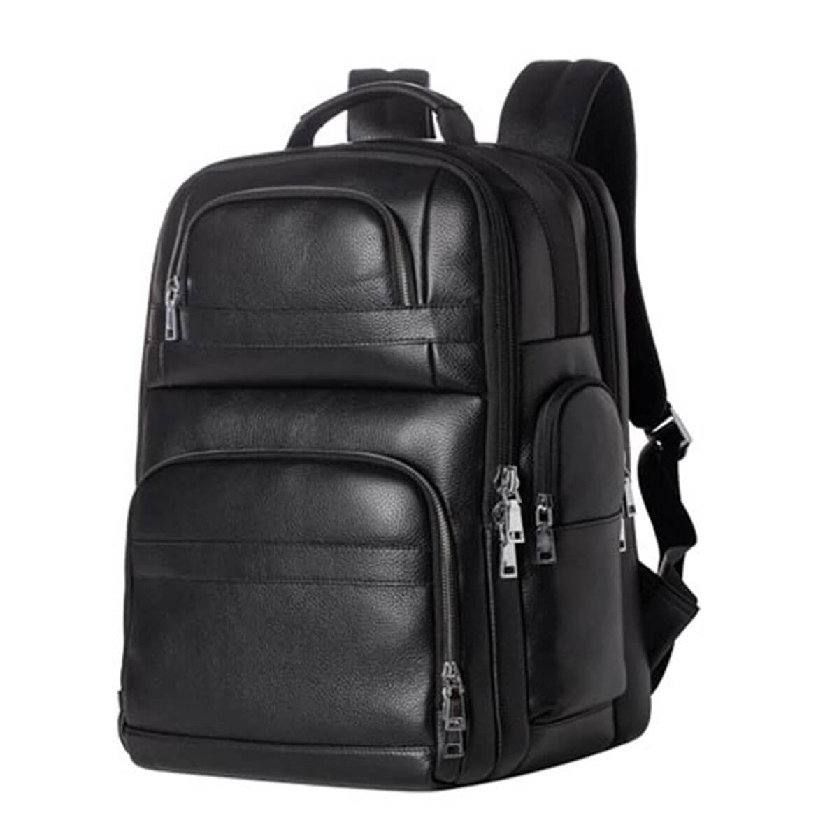 Large black hot sale leather backpack