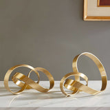 Geometric Ring Ornaments Golden Iron Sculpture