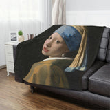 Luxurious Blanket with 'Girl with a Pearl Earring' Design