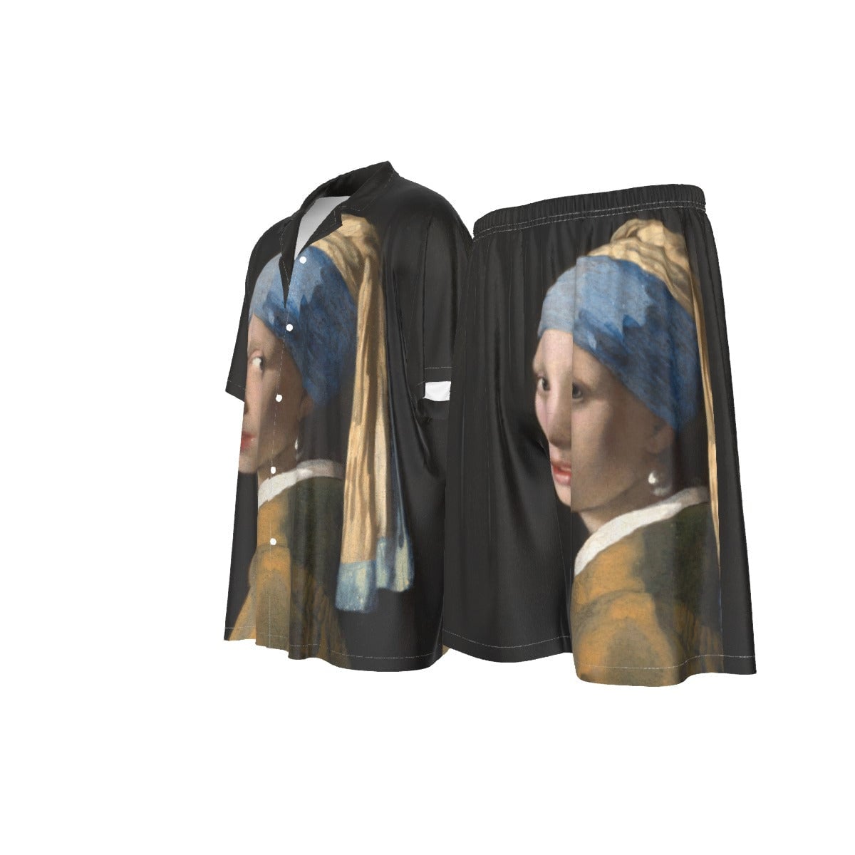 Girl with a Pearl Earring Johannes Vermeer Art Silk Shirt Suit Set