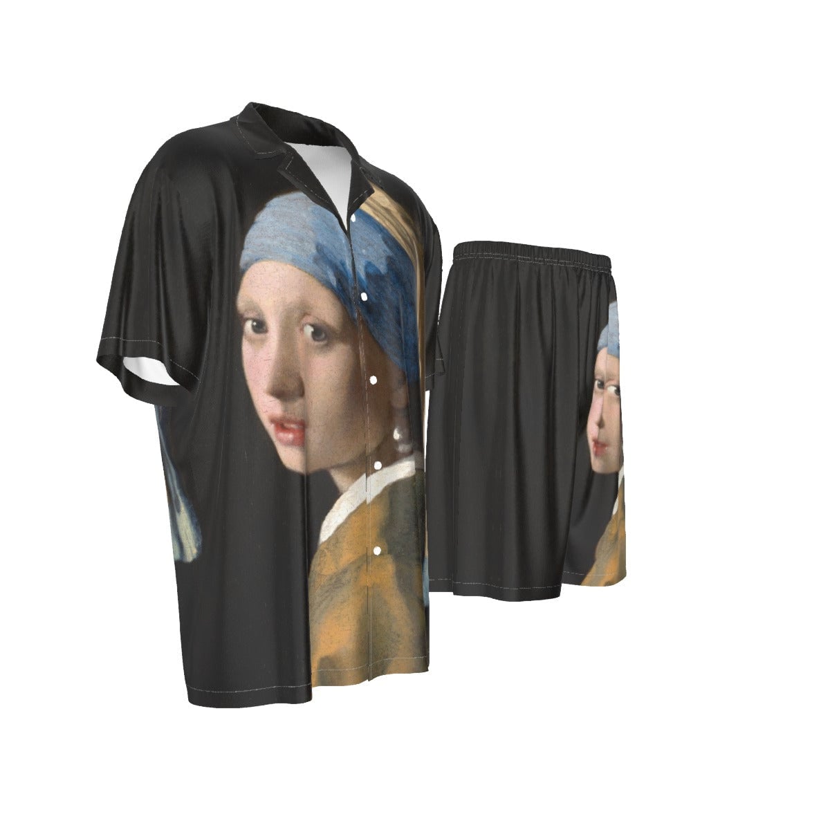 Girl with a Pearl Earring Johannes Vermeer Art Silk Shirt Suit Set