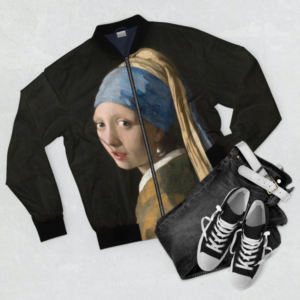 Girl with a Pearl Earring Johannes Vermeer Bomber Jacket