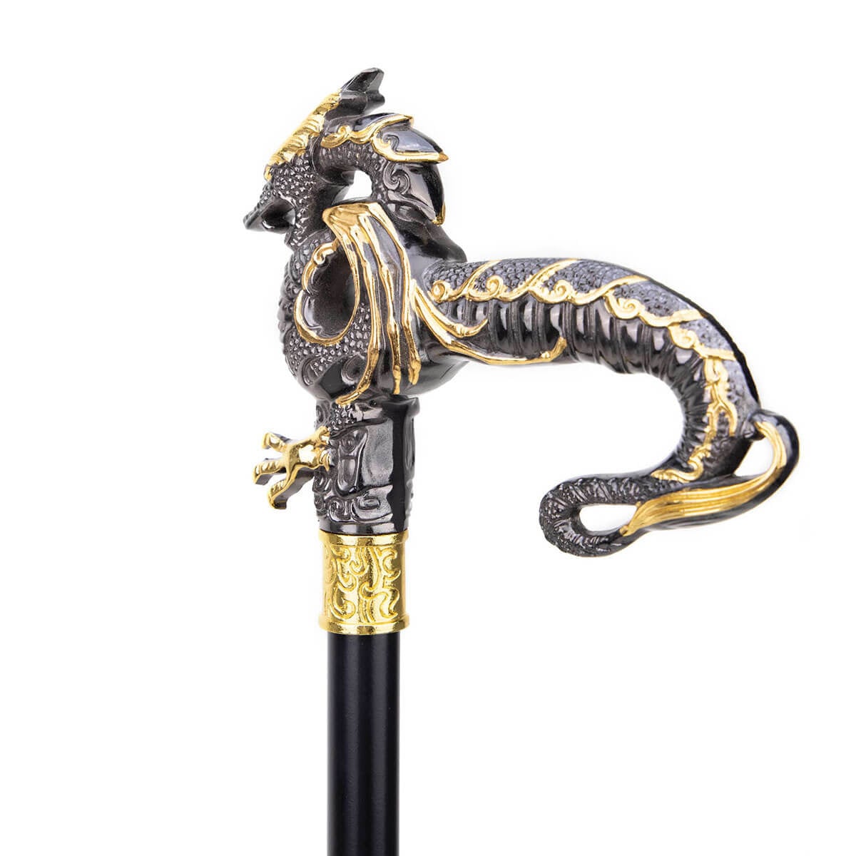 Gold Black Luxury Dragon Pimp Cane