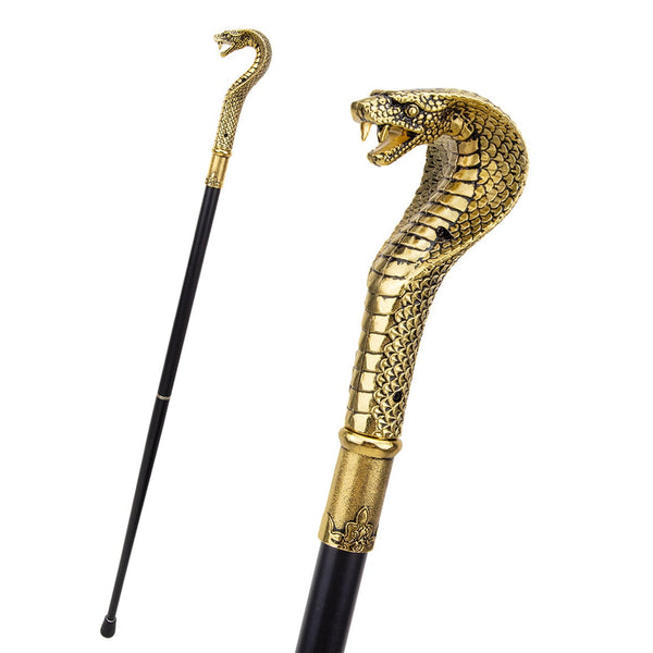Golden Cobra Snake Handle Luxury Walking Cane