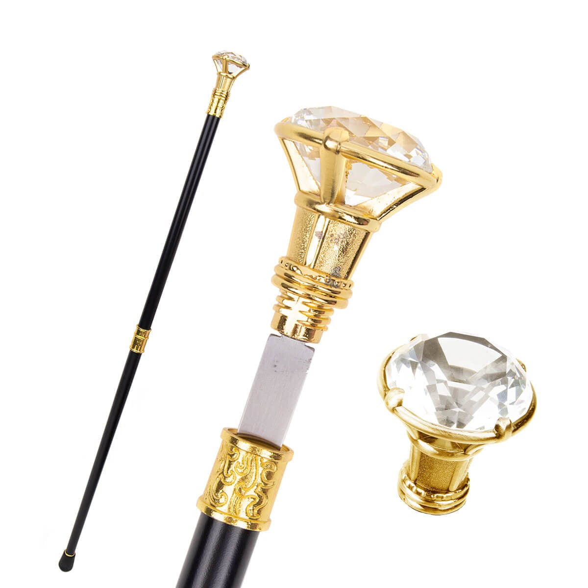 Golden Diamond Handle Luxury Walking Cane
