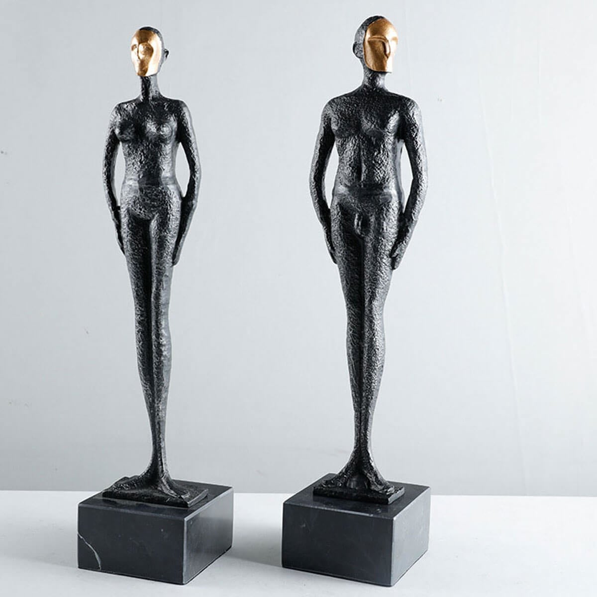 Golden Face Couple Character Statue Aesthetics Figures Sculpture