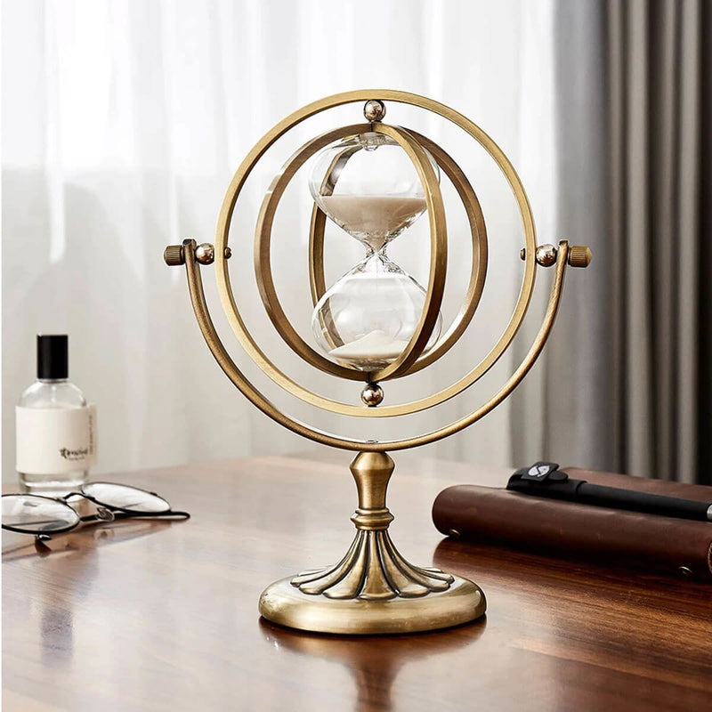 Golden Globe Sand Timer Metal Hourglass Time Clock