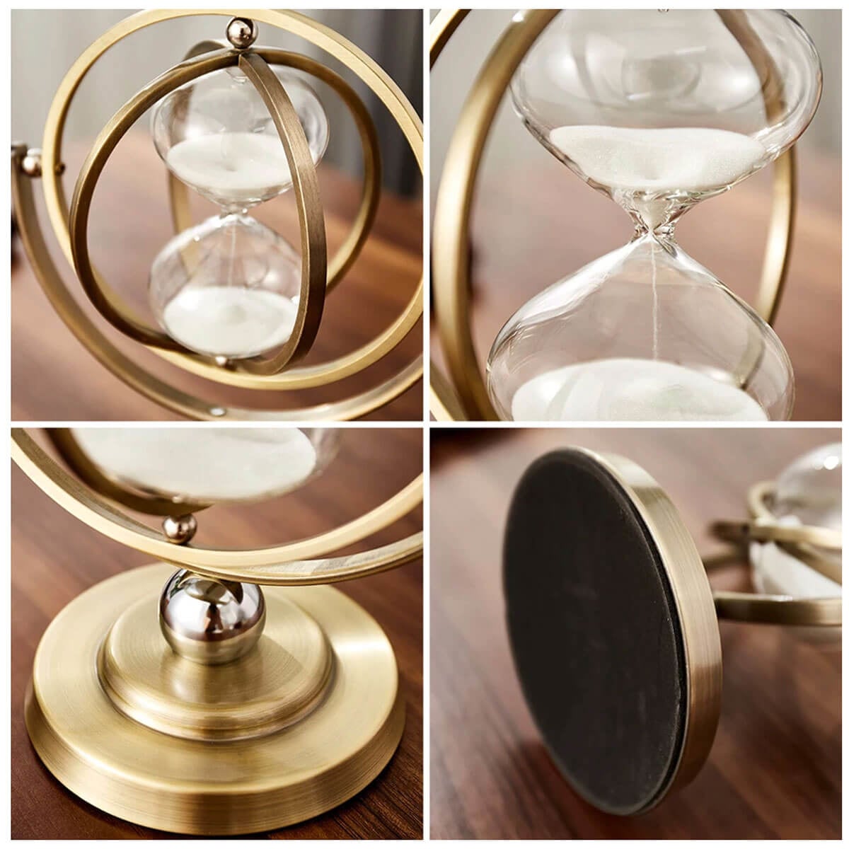 Golden Globe Sand Timer Metal Hourglass Time Clock