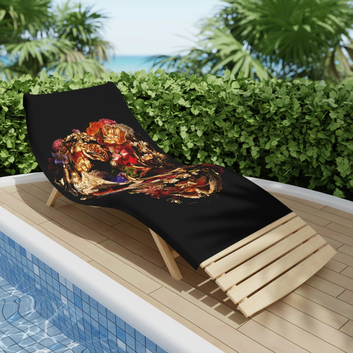 Golden Skull Fashion Luxury Flowers Beach Towels