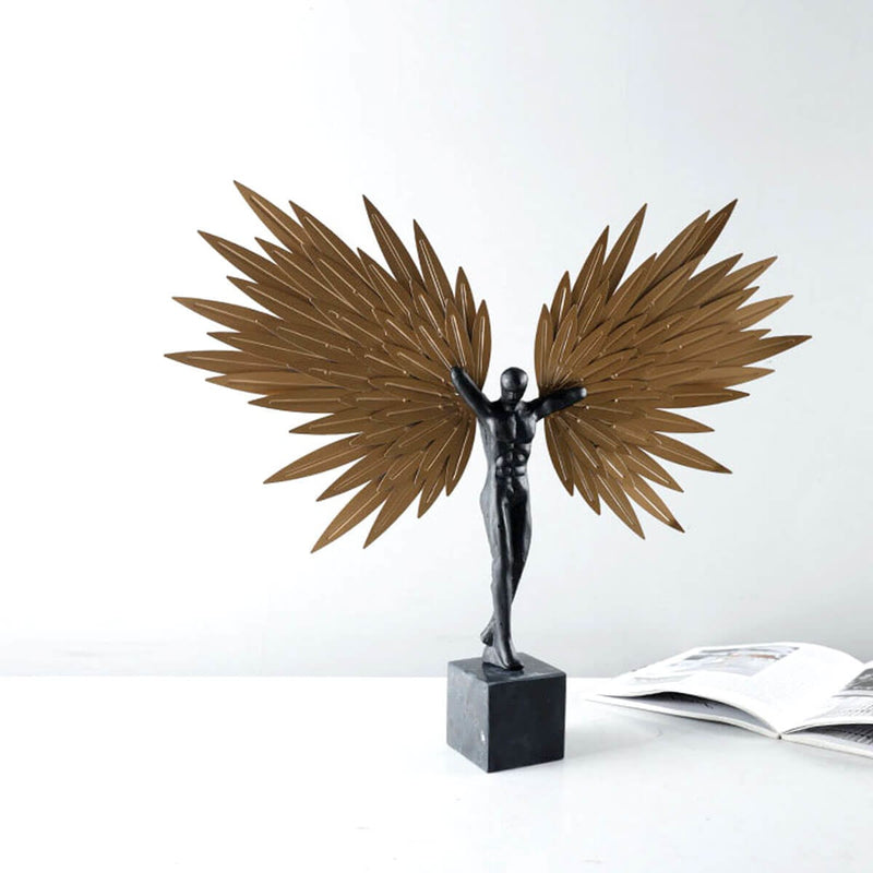 Golden Wings Angel Figure Statue Metal Sculpture