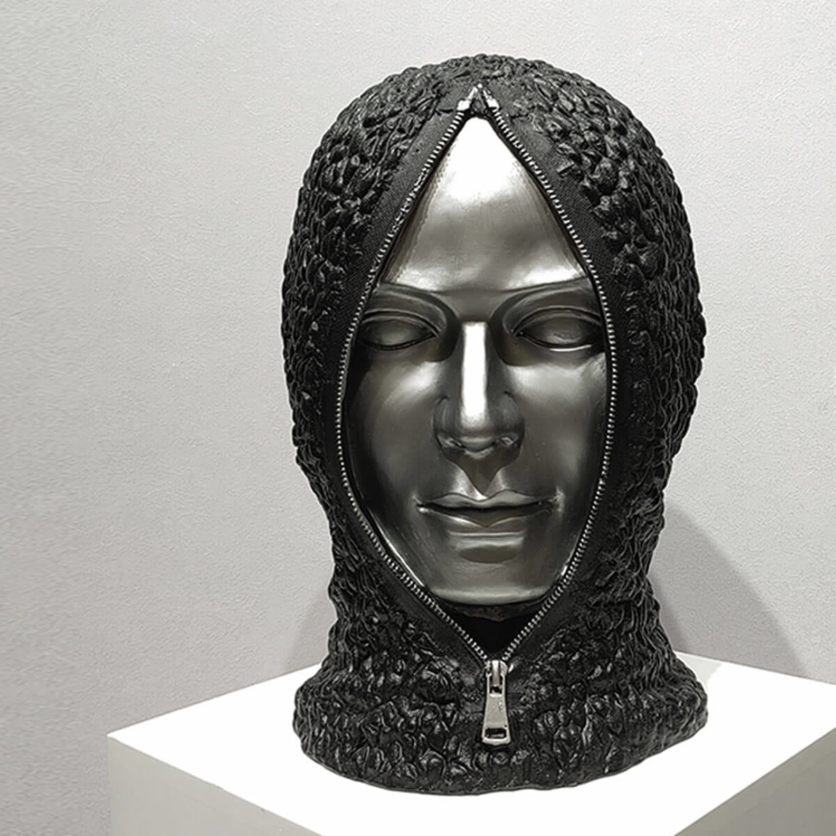 Head Sculpture Headform Zipper Abstract Portrait Figurines