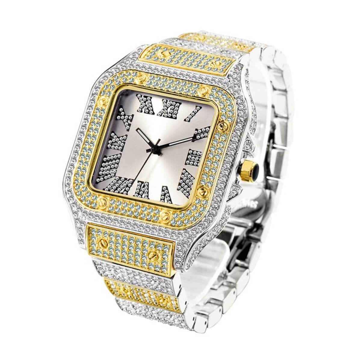 Hip Hop Baguette Diamond Top Luxury Quartz Watch