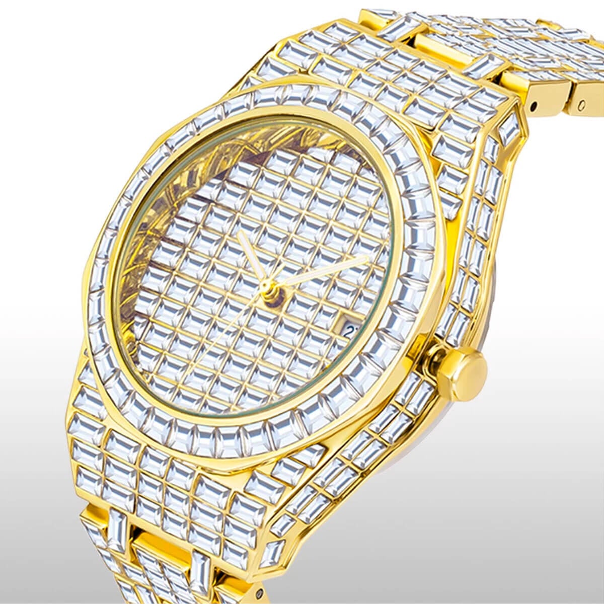 MISSFOX Hip Hop Gold Men Watches Top Brand Luxury Iced Out Quartz Wrist Watch Diamond 