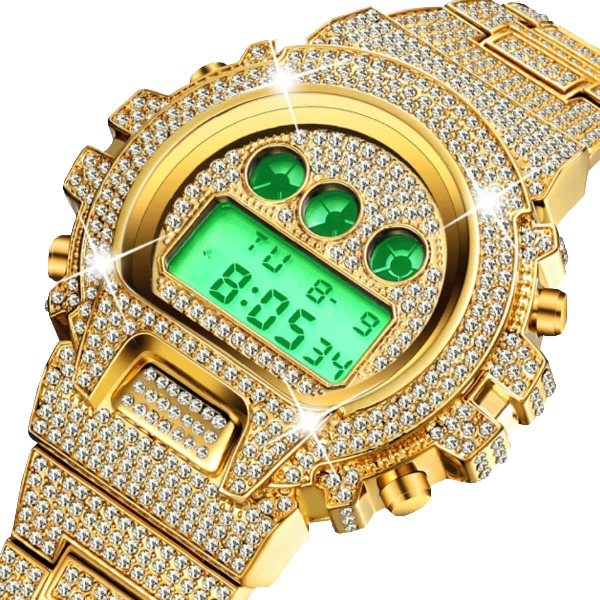 Hip Hop Fully Iced Out Digital Stainless Steel Watch