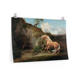 Horse Frightened by a Lion George Stubbs Art Premium Posters