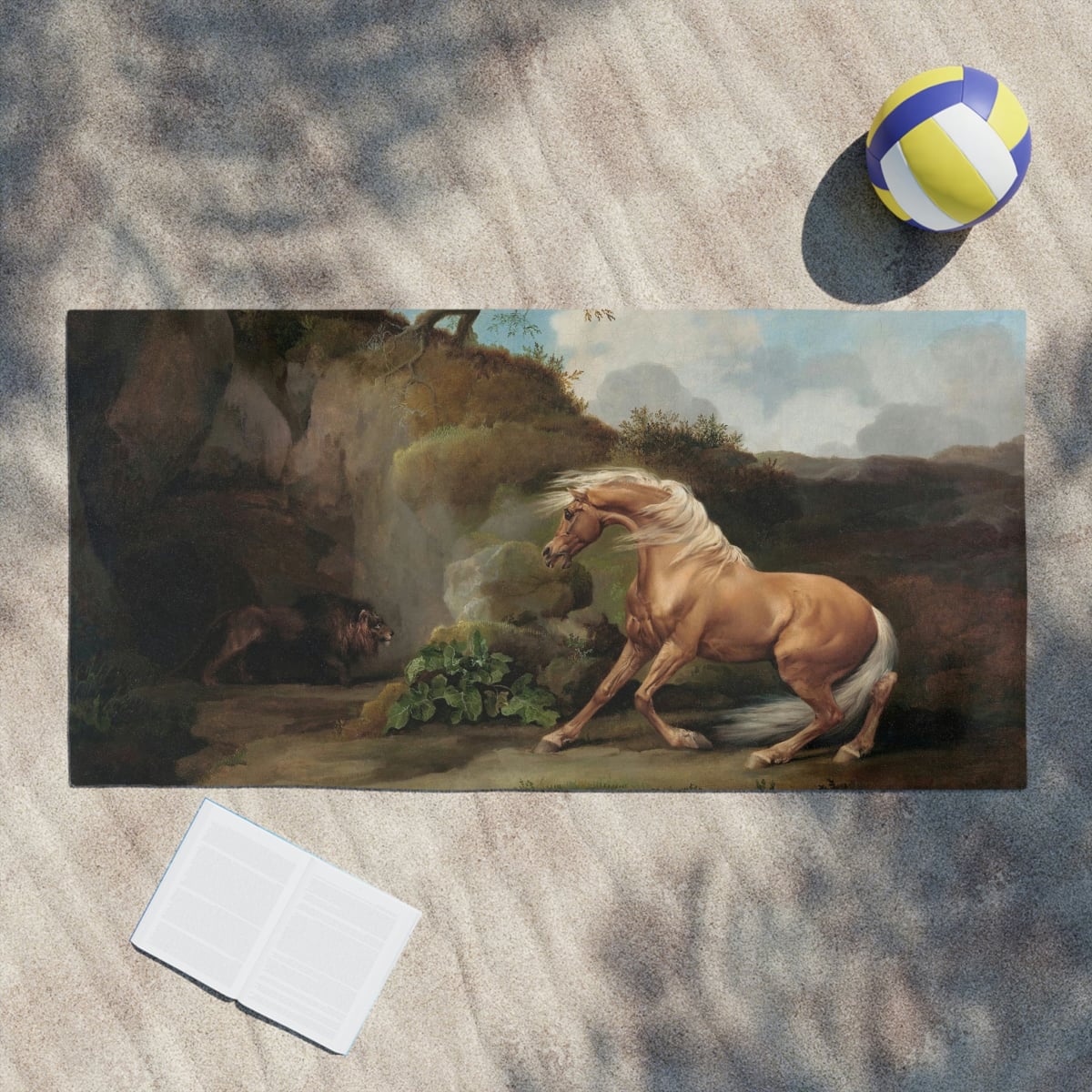 Horse Frightened by a Lion George Stubbs Beach Towels