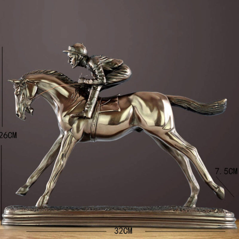 Horse Racing Equestrian Athlete Metal Sculpture