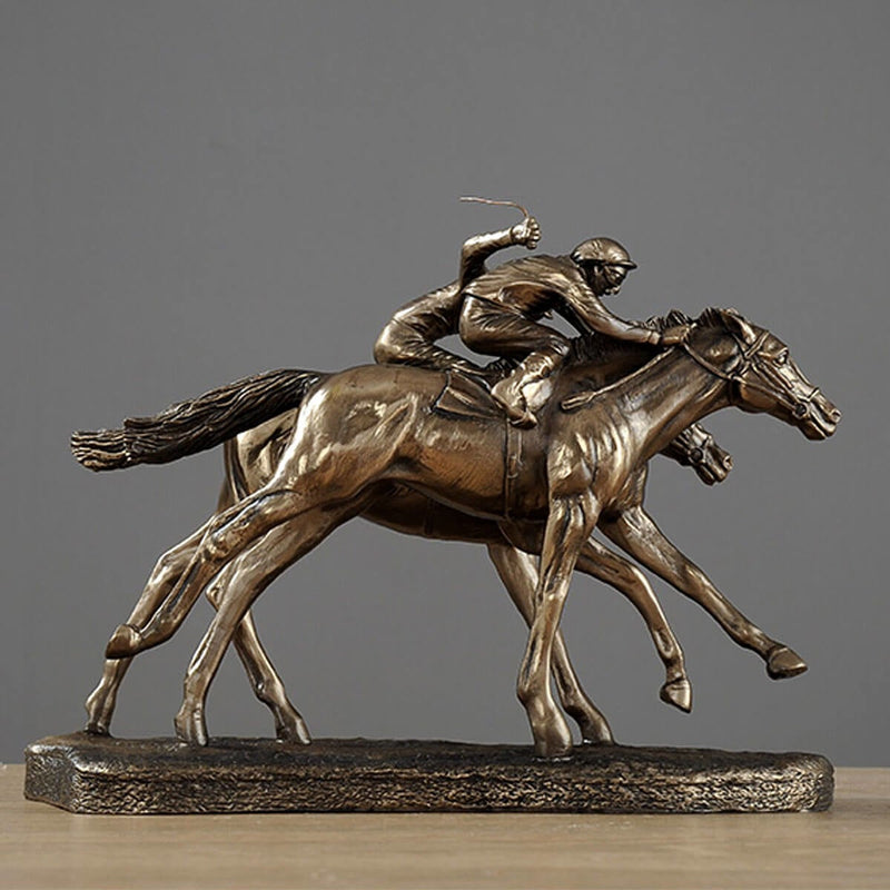 Horse Racing Equestrian Athlete Metal Sculpture