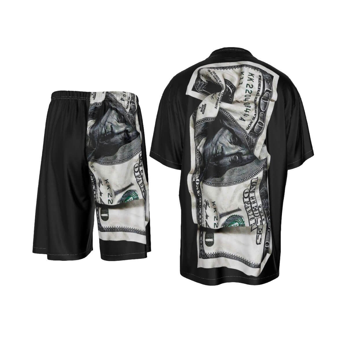 Hundred dollar bill Money Art Silk Shirt Suit Set