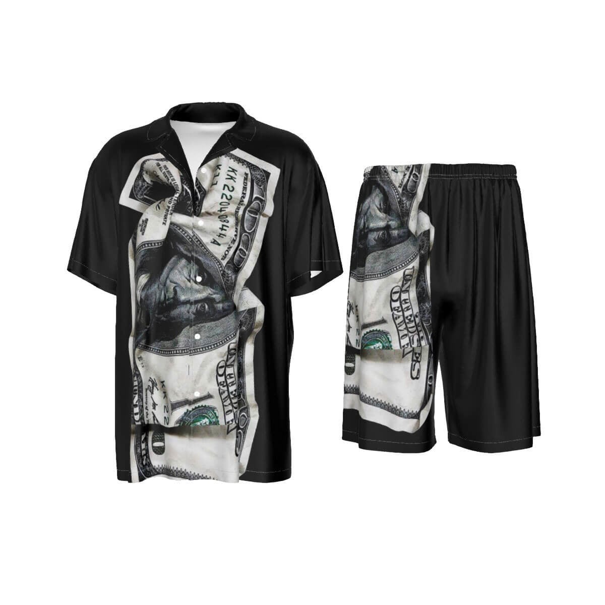 Hundred dollar bill Money Art Silk Shirt Suit Set
