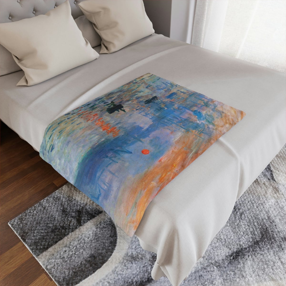 Impression Sunrise by Claude Monet Art Blanket - Fine Art Home Decor