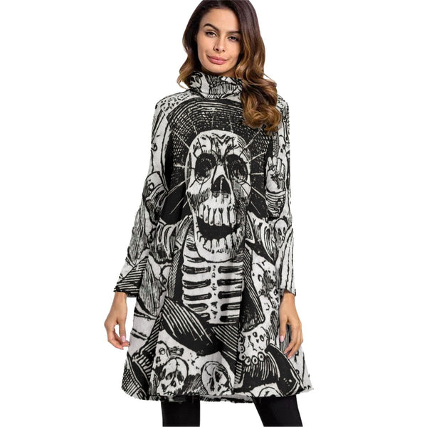 Jose Guadalupe Mexican Skeleton Art Dress Long Sleeve