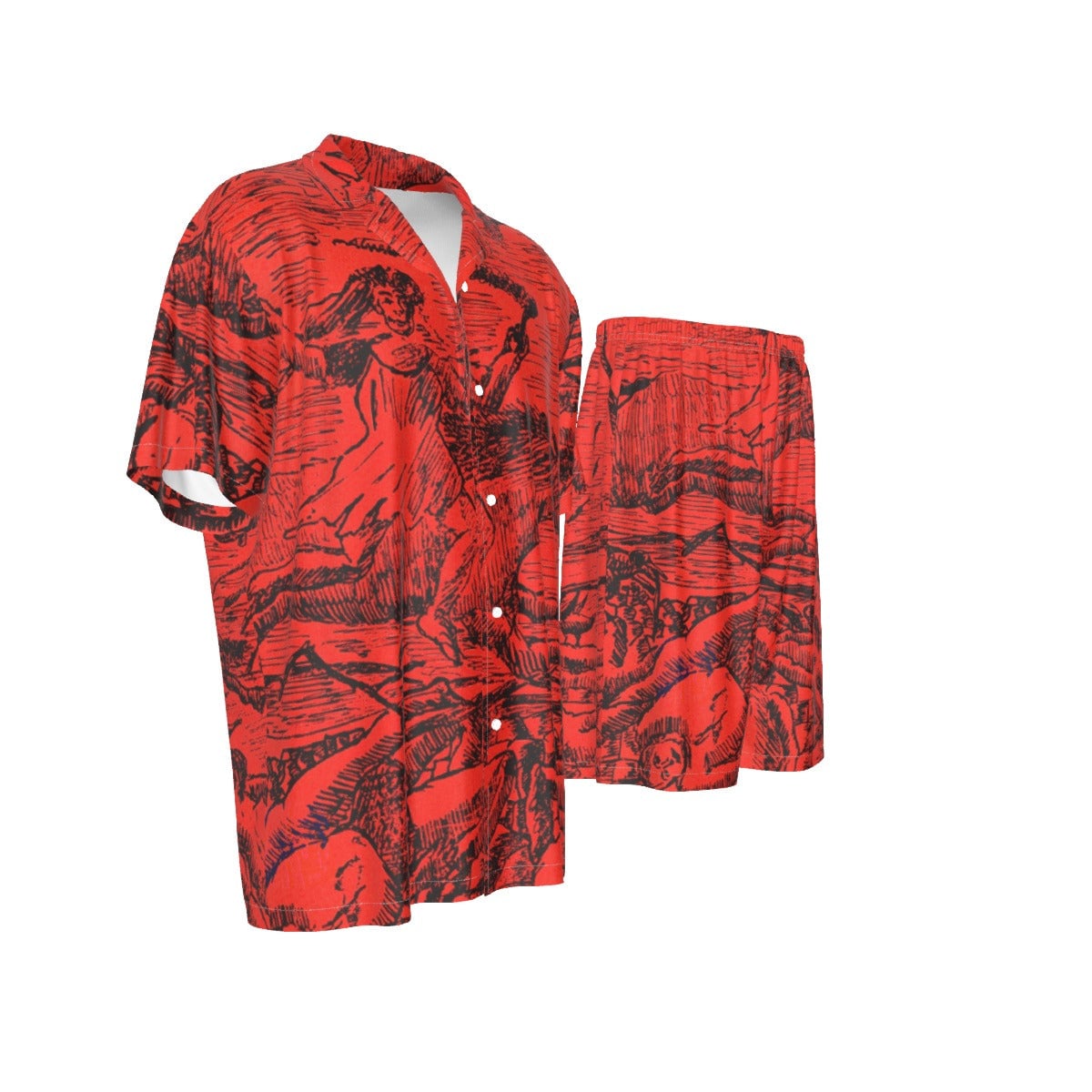 La Guerre The War by Henri Rousseau Art Silk Shirt Suit Set