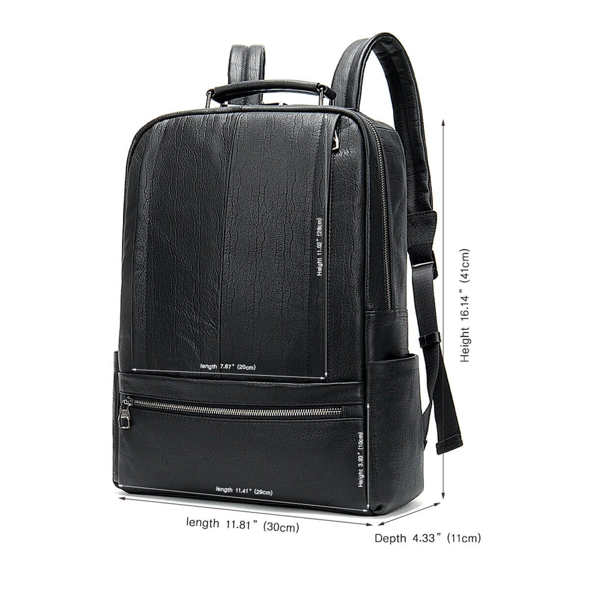 Large Capacity Black Leather Waterproof Classic Backpack