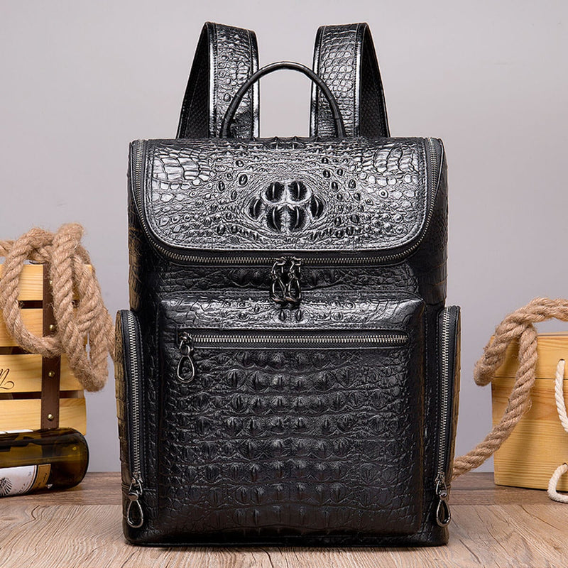 Leather Backpack Luxury Crocodile Premium Pattern