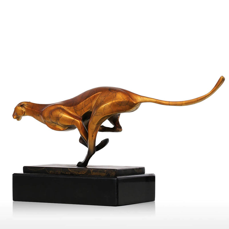 Leopard Bronze Sculpture Modern Artificial Statue Art Craft Statues for Decoration Office 