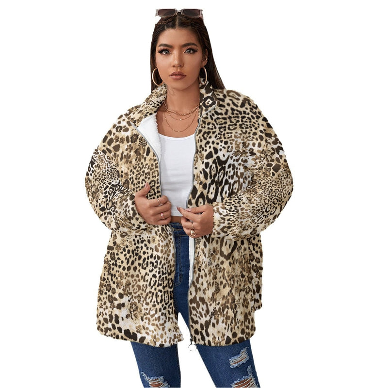 Leopard Print Classy Art Women’s Borg Fleece Oversize Jacket