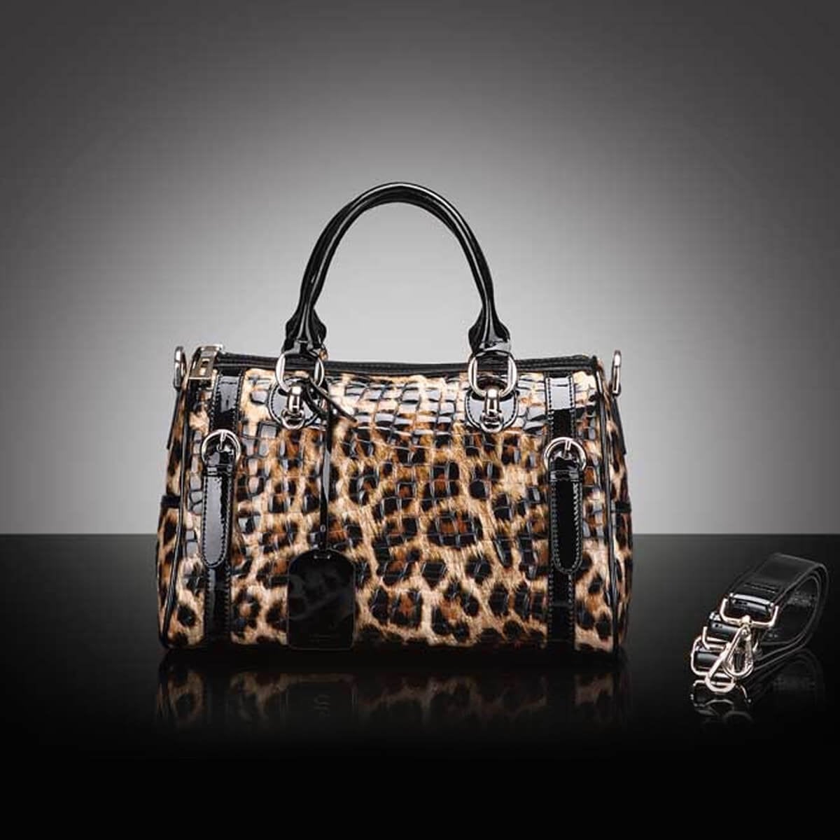 Leopard Print Women’s Leather Luxury Shoulder Handbag