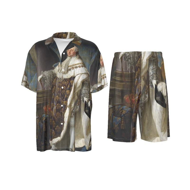 Louis XVI Roi de France et de Navarre Art Silk Shirt Suit Set