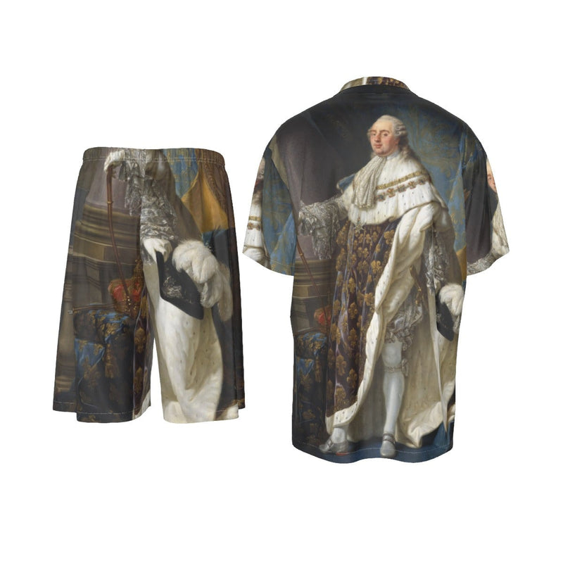 Louis XVI Roi de France et de Navarre Art Silk Shirt Suit Set