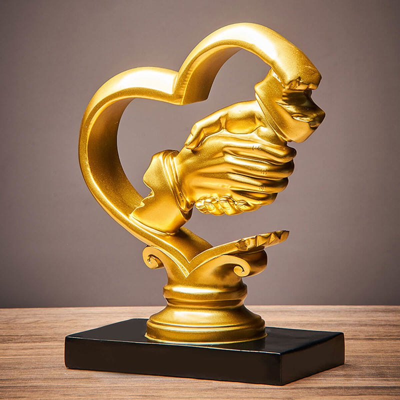 Love Business Respect and Loyalty Sculpture Golden Resin Statue Art