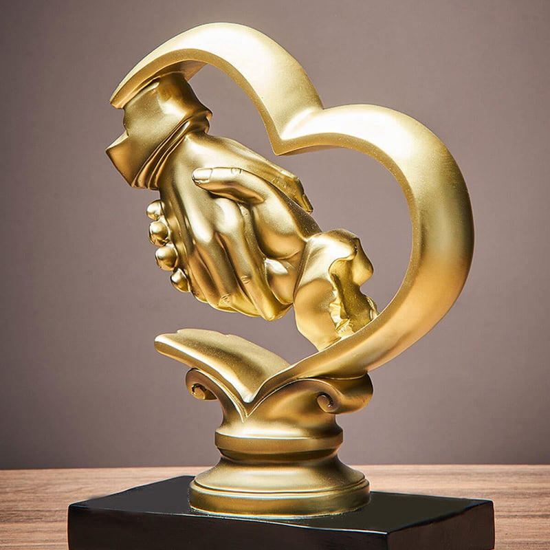 Love Business Respect and Loyalty Sculpture Golden Resin Statue Art