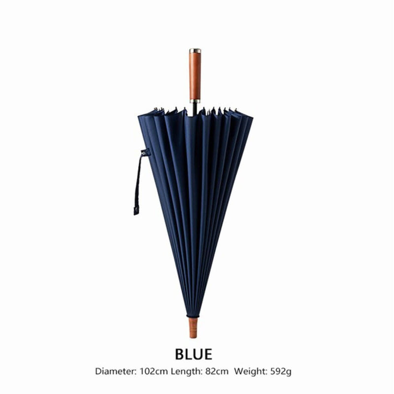 Luxury 24K Long Windproof Wooden Handle Umbrella