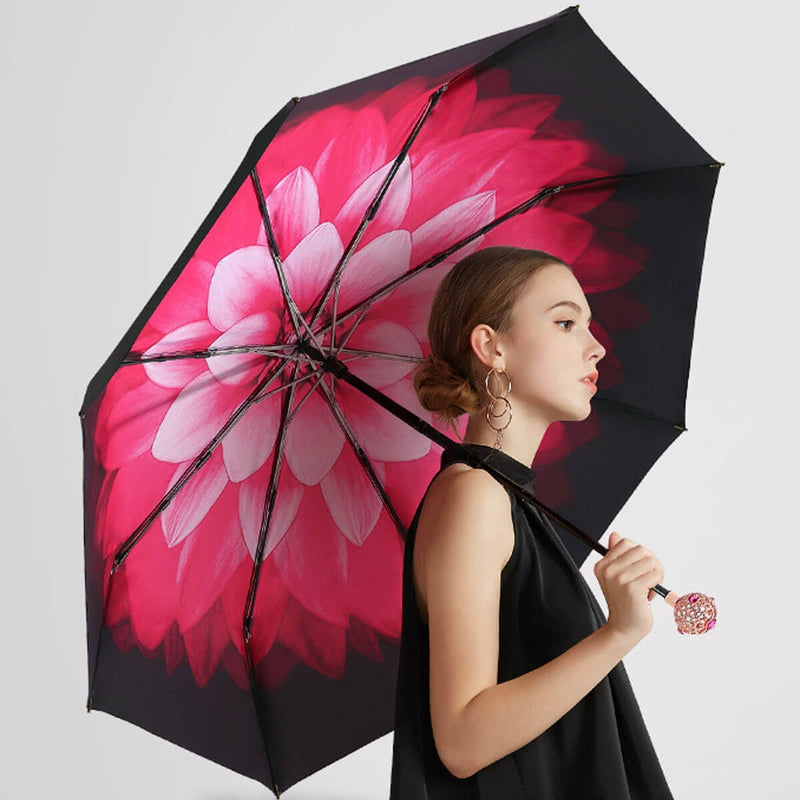 Luxury Crystal Head Flower Women Umbrella