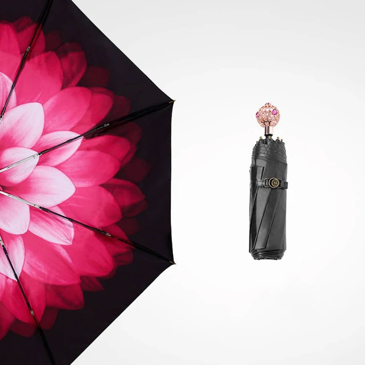 Luxury Crystal Head Flower Women Umbrella