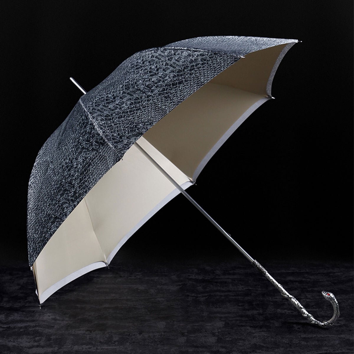 Luxury Designer Snake Pattern Red Eyes Premium Umbrella