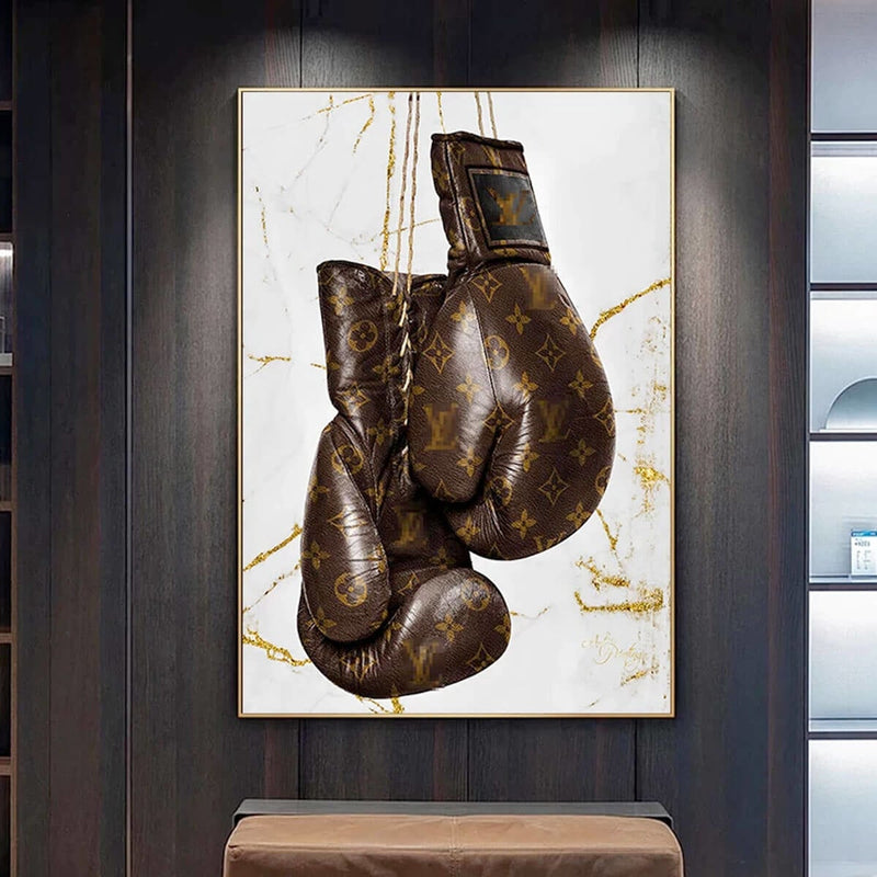 Luxury Gold Foil Boxing Gloves Canvas Painting Print Wall Art