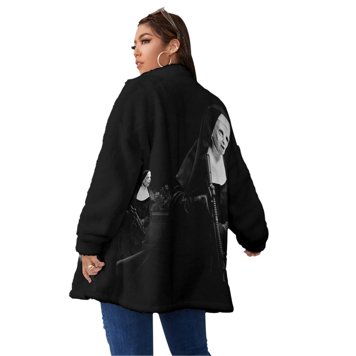 Mobster Boston Massachusetts Art Women’s Borg Fleece Oversize Jacket
