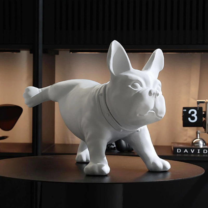 Modern Funny Raised Foot French Bulldog Statue