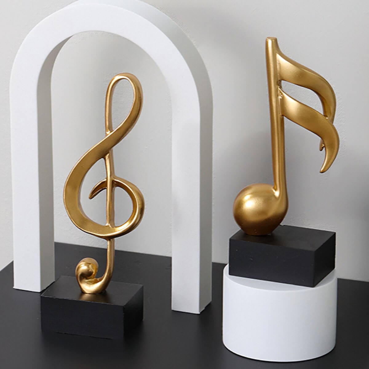 Music Symbols Decoration Resin Golden Musician Notes Sculpture