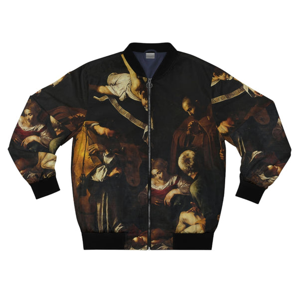 Nativity with St Francis and St Lawrence by Caravaggio Art Bomber Jacket