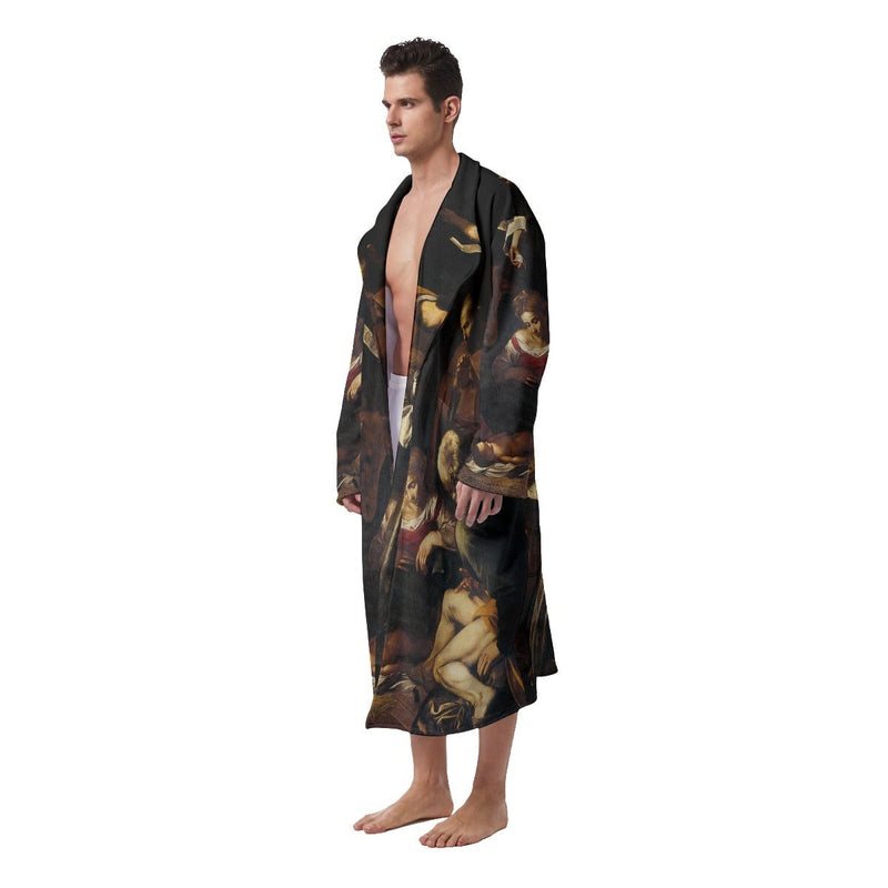 Nativity with St Francis and St Lawrence by Caravaggio Art Fleece Robe