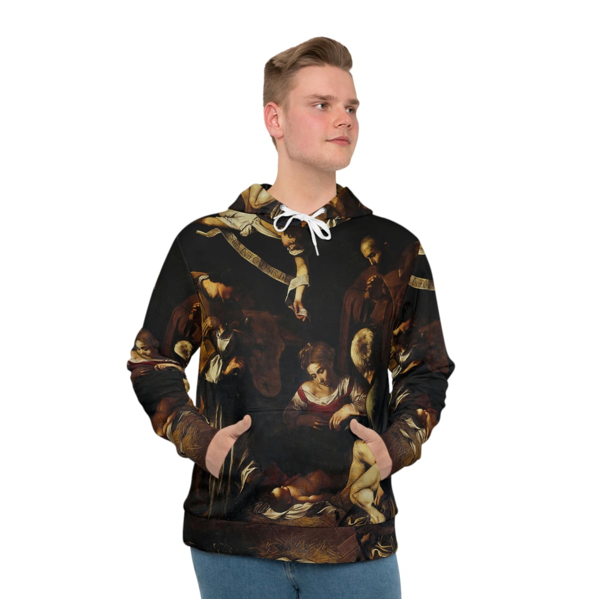 Nativity with St Francis and St Lawrence by Caravaggio Art Hoodie