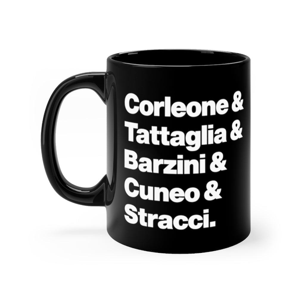 New York Five Families Corleone Tattaglia Barzini Cuneo Stracci Black mug 11oz