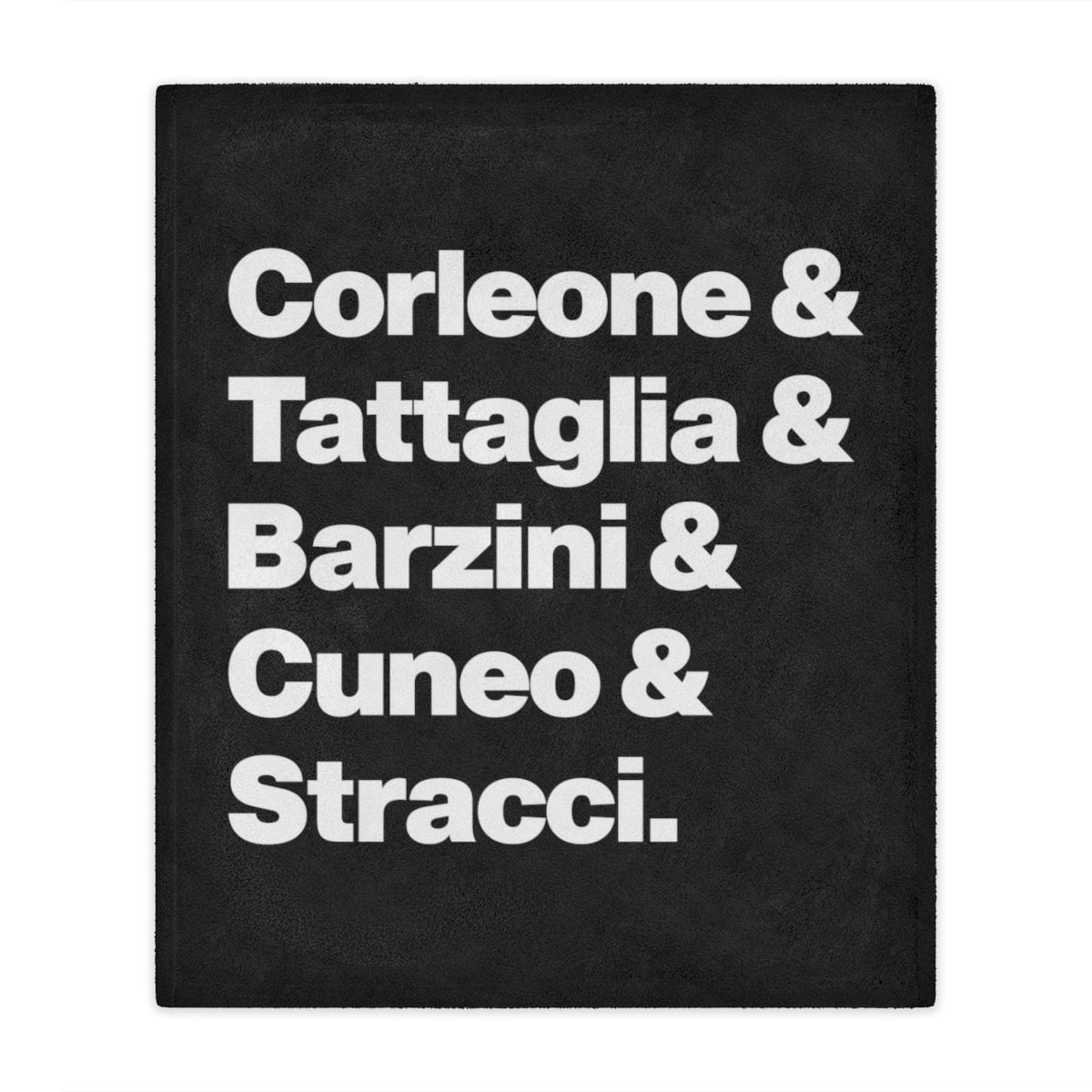 New York Five Families Minky Blanket - Notorious Mobster Names: Corleone Tattaglia Barzini Cuneo Stracci