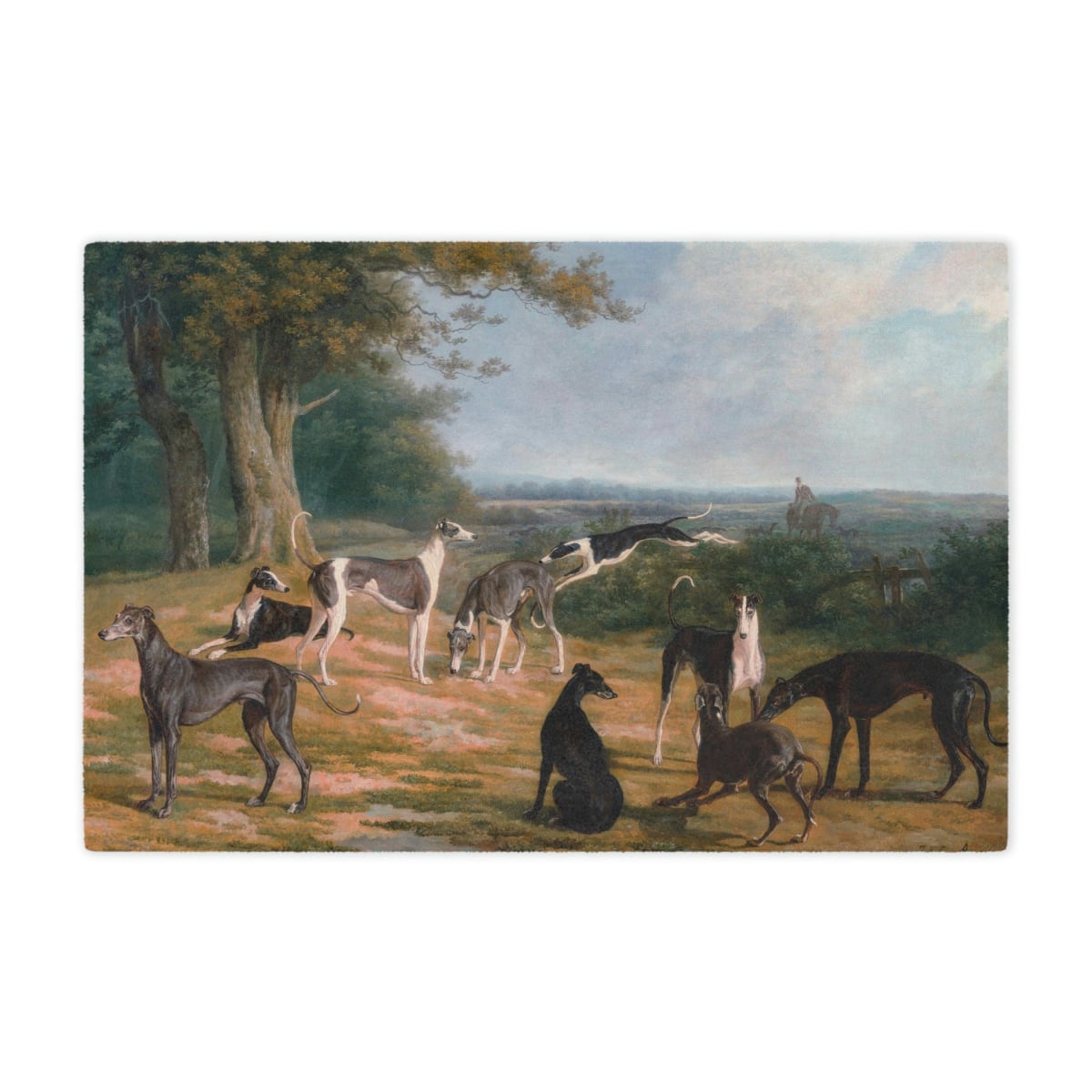 Nine Greyhounds in a Landscape Painting Blanket - Classic Art Throw